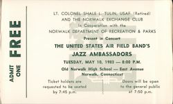 United States Air Field Band's Jazz Ambassadors - Admit One Norwalk, CT Postcard Postcard Postcard