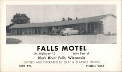 Falls Motel on Highway 12 Black River Falls, WI Postcard Postcard Postcard