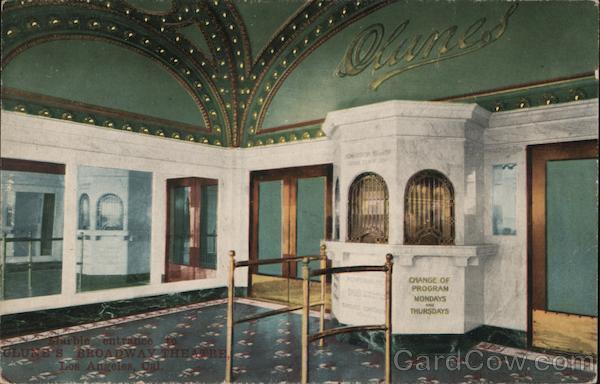 Marble Entrance to Clune's Broadway Theatre Los Angeles California