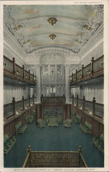Grand Salon, Looking Aft - Steamboat City of Detroit III