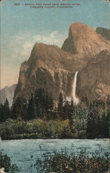 Bridal Veil Falls From Merced River Yosemite Valley California