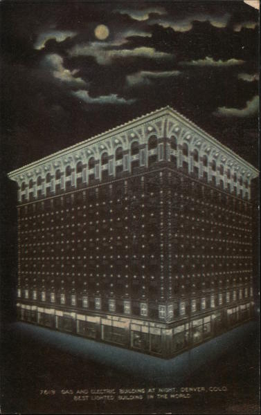 Gas and Electric Building at Night Denver Colorado