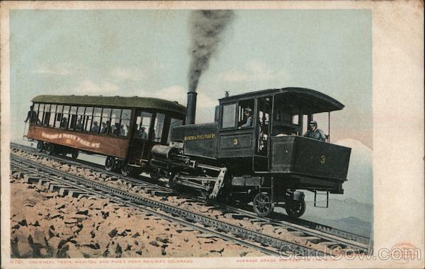 Cogwheel train #3, Manitou and Pike's Peak Railway. Average grade 846 feet to the mile. Colorado