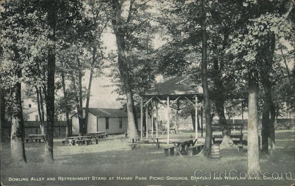 Bowling Alley and Refreshment Stand at Harms Park Picnic Grounds Chicago Illinois