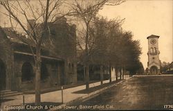 Episcopal Church & Clock Tower Bakersfield, CA Postcard Postcard Postcard