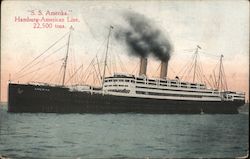 SS Amerika - Hamburg-American Line 22,500 tons Postcard