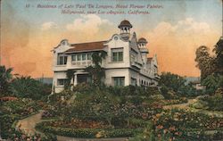 Residence of Late Paul De Longpre, Noted Flower Painter Postcard