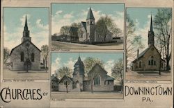 Churches of Downington PA Postcard