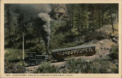 Cog Wheel, Train Climbing Pikes Peak Colorado Postcard Postcard Postcard