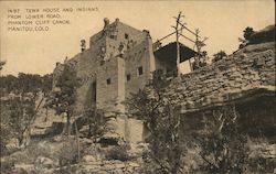 Tewa House and Indians from lower road, Phantom Cliff Canon Manitou, CO Postcard Postcard Postcard