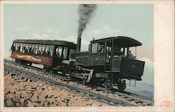 Cogwheel train #3, Manitou and Pike's Peak Railway. Average grade 846 feet to the mile. Postcard