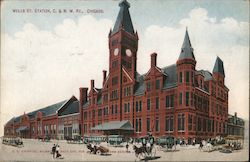 Wells St. Station, C. & N. W. Ry., Chicago Postcard