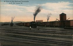 A View of the Railroad Terminals Postcard