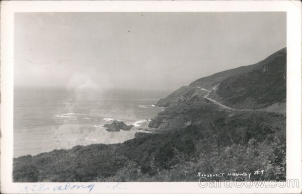 Roosevelt Highway #1. Ocean and roadway California