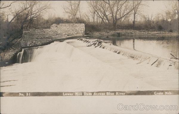 Lower Mill Dam Across Blue River Wilber Nebraska Olson Photograph Co.