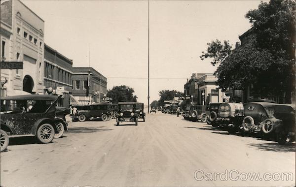 Main Street View with vintage cars Crete Nebraska