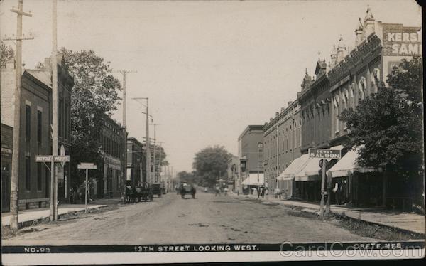 Thirteenth Street Looking West Crete Nebraska Ed. J. Steidl