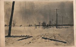 Power lines down along snow packed road. Penn Mutual Life Insurance Card Postcard