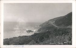 Roosevelt Highway #1. Ocean and roadway Postcard