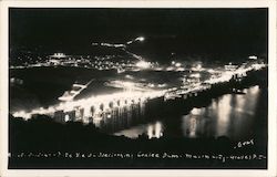 Night View Overlooking Coulee Dam - Mason City Washington Gray Postcard Postcard Postcard