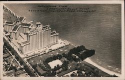Aeroplane view Edgewater Beach Hotel 5300 block Sheridan Road Postcard