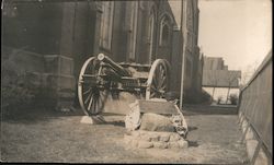 Cannon with plaque outside church WWI? Postcard