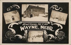 Street Scenes Feb 9 1909 Wayne, NE Postcard Postcard Postcard