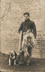 Rabbit Hunter with His Dog Postcard