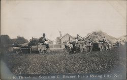 Threshing scene on C. Bruner Farm Postcard