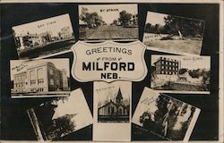 Greetings from Milford Nebraska MultiView Postcard