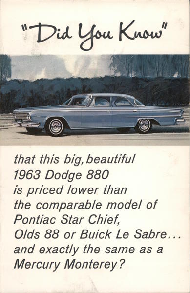 1963 Dodge 880 Four-Door Sedan Cars