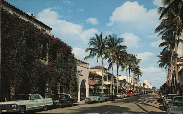 Looking East on Famous Worth Ave. Palm Beach Florida