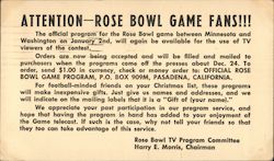 Attention Rose Bowl Game Fans!!! Postcard