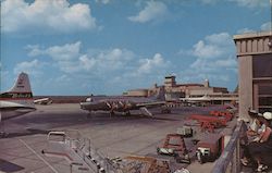 Greater Fort Worth Int'l Airport-East elevation and loading apron-Amon Carter Field Postcard