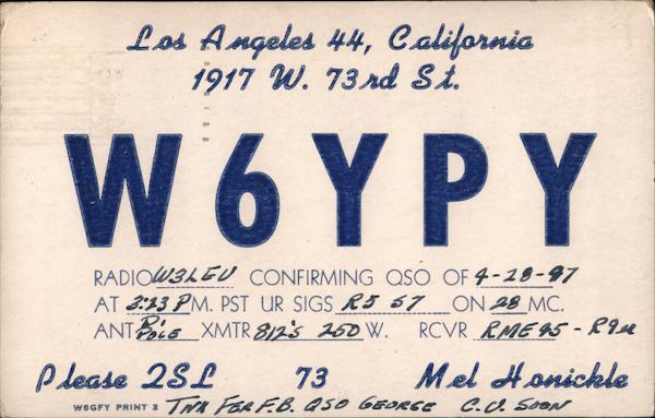 W6YPY Los Angeles California