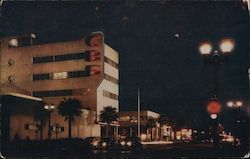 C.B.S. Studios at Night in Los Angeles Postcard