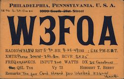 W3FQA Philadelphia, PA Postcard Postcard Postcard