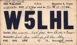 W5LHL Houston, TX Postcard Postcard Postcard