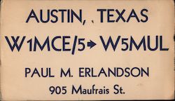 W1MCE/5 W5MUL Austin, TX Postcard Postcard Postcard