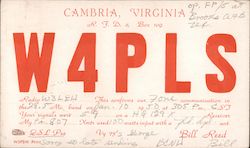 W4PLS Cambria, VA Postcard Postcard Postcard