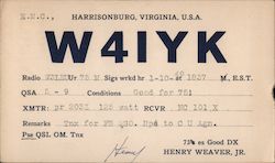 W4IYK Harrisonburg, VA Postcard Postcard Postcard