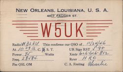 W5UK - C.A. Freitag, 4817 Pauger Street Postcard