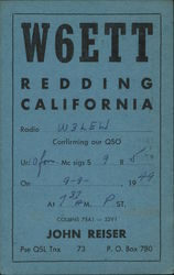 W6ETT Redding, CA Postcard Postcard Postcard