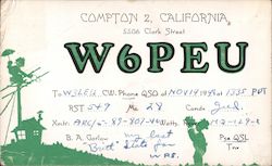 W6PEU Compton, CA Postcard Postcard Postcard