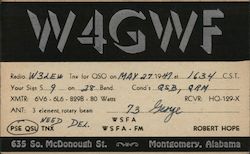W4GWF - Robert Hope Montgomery, AL Postcard Postcard Postcard