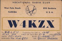 W 4 K Z X - Vocational Radio Club, 810 Gardenia Postcard