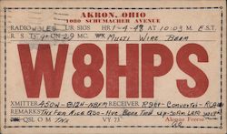 W8HPS Akron, OH Postcard Postcard Postcard