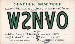 W2NVO Yonkers, NY Postcard Postcard Postcard