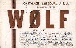 W0LF Carthage, MO Postcard Postcard Postcard