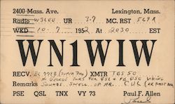 WN1WIW Lexington, MA Postcard Postcard Postcard